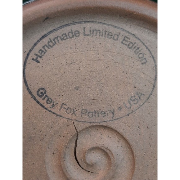 Hand Thrown Green Cheese Bell Dome Butter Dish PINE ISLAND Gray Fox Pottery MN - Picture 5 of 8